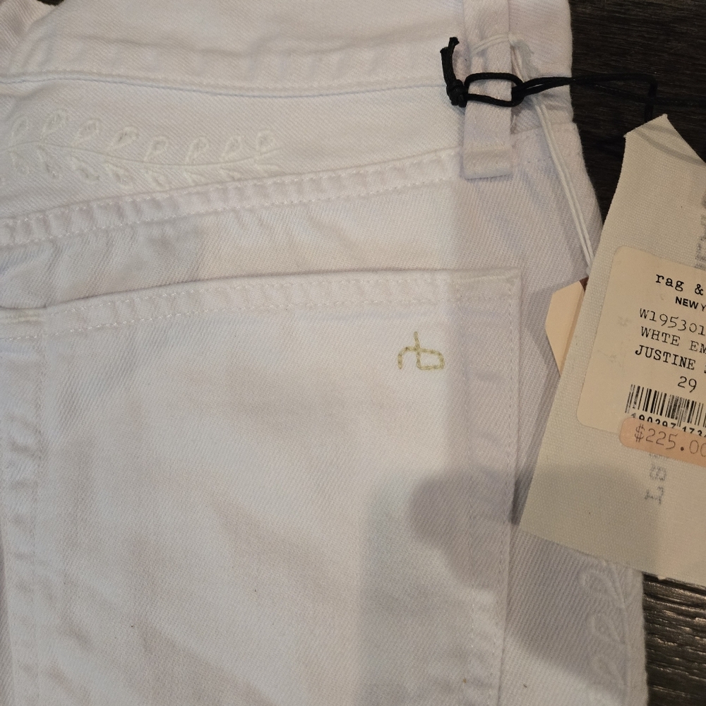rag & bone White Embroidered Justine Jean Shorts - Distressed Denim - SZ 29 - Picture 5 of 12